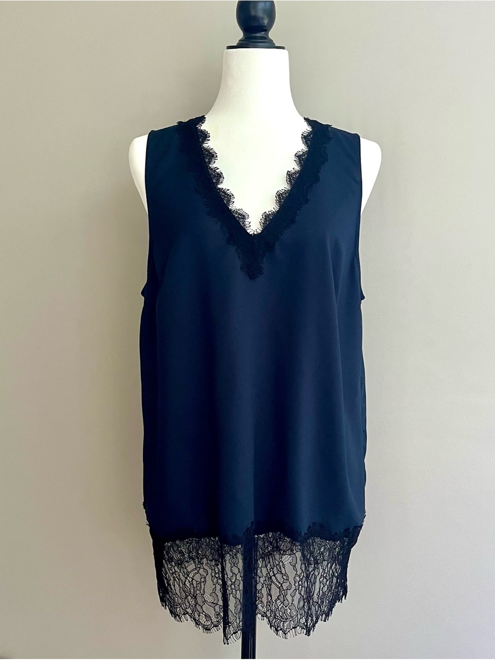 Michael Kors Navy Blue Lace-Trim V-Neck Camisole